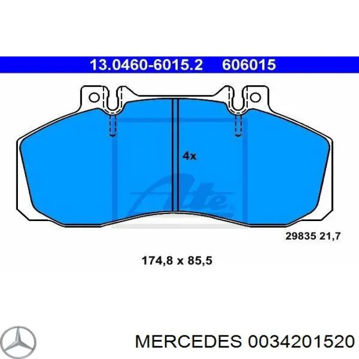 0034201520 Mercedes pastillas de freno traseras