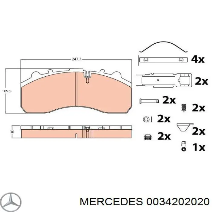 0034202020 Mercedes pastillas de freno delanteras