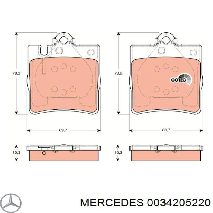 0034205220 Mercedes pastillas de freno traseras