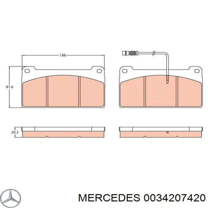 0034207420 Mercedes pastillas de freno delanteras