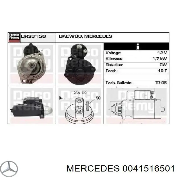 0041516501 Mercedes motor de arranque