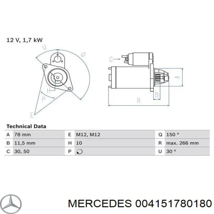 004151780180 Mercedes motor de arranque
