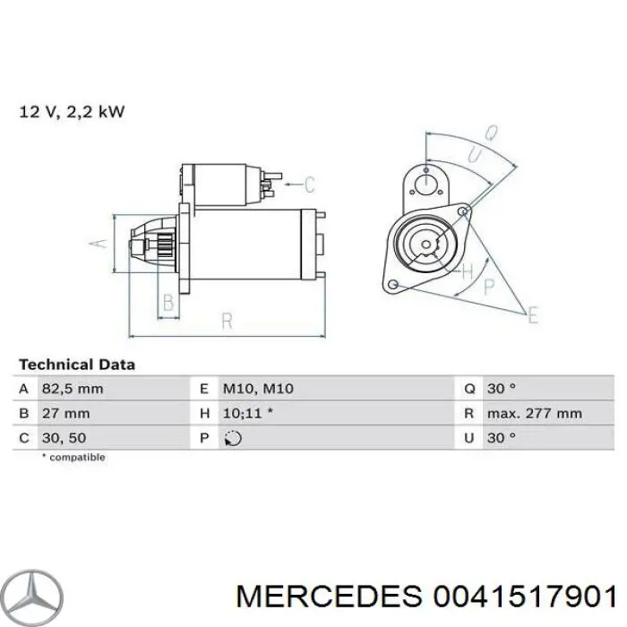 0041517901 Mercedes motor de arranque