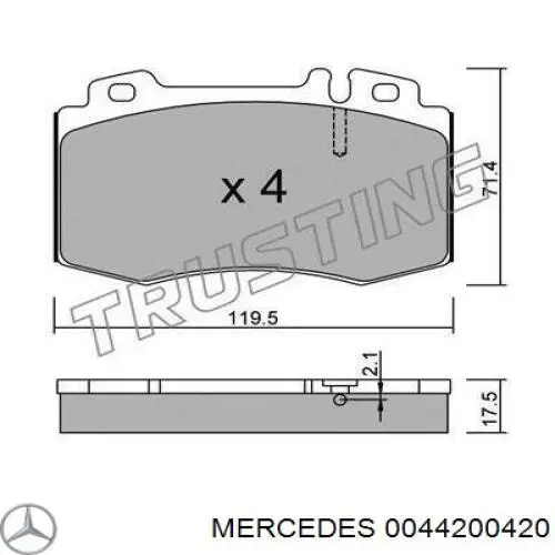 Pastillas de freno 0044200420 Mercedes