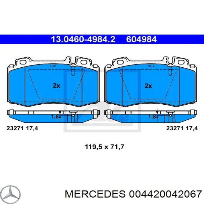 004420042067 Mercedes pastillas de freno delanteras