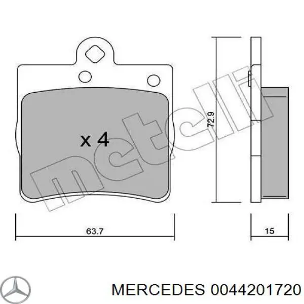 Pastillas de freno traseras 0044201720 Mercedes