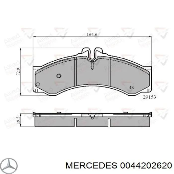 0044202620 Mercedes pastillas de freno delanteras