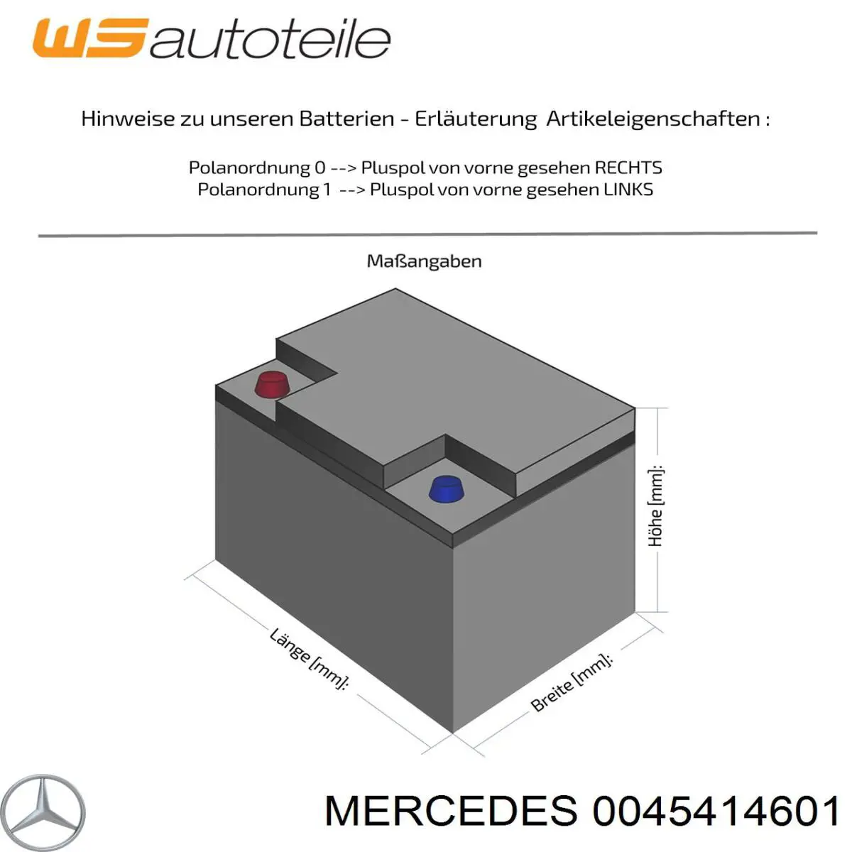 Batería de Arranque Mercedes (0045414601)