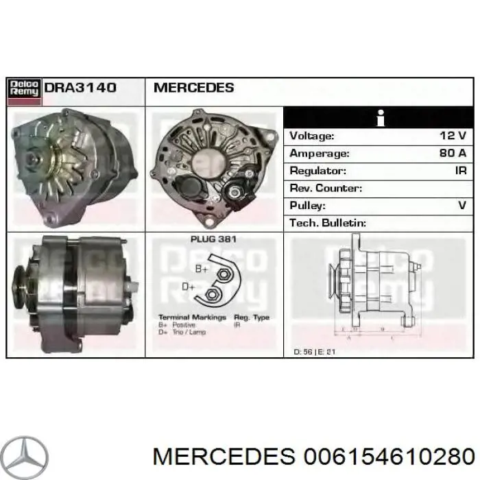 006154610280 Mercedes alternador