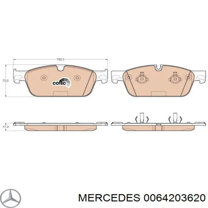 0064203620 Mercedes pastillas de freno delanteras