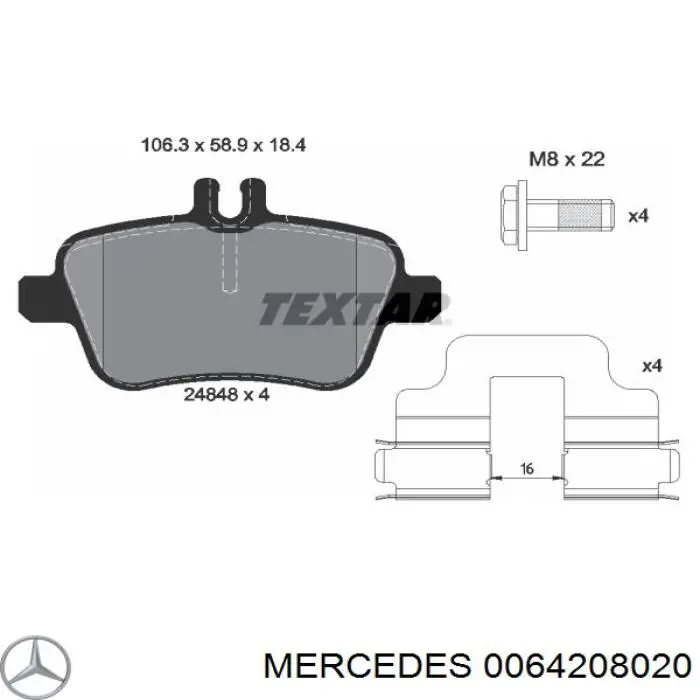 0064208020 Mercedes pastillas de freno traseras