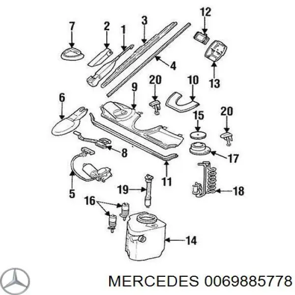 0069885778 Mercedes clip, tubuladura de sujeción, alféizar de la puerta