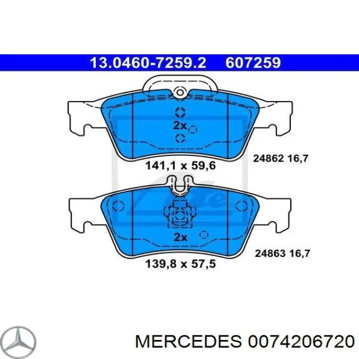0074206720 Mercedes Pastillas freno traseras