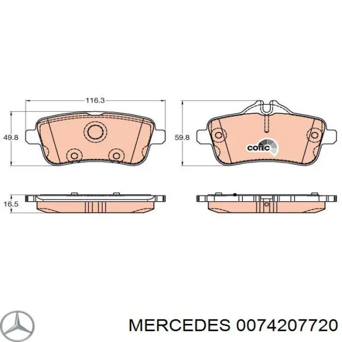 Pastillas de freno traseras 0074207720 Mercedes