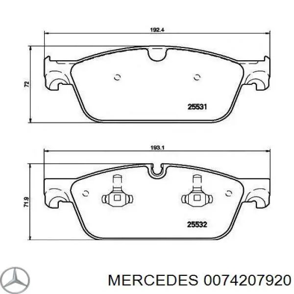 0074207920 Mercedes pastillas de freno delanteras