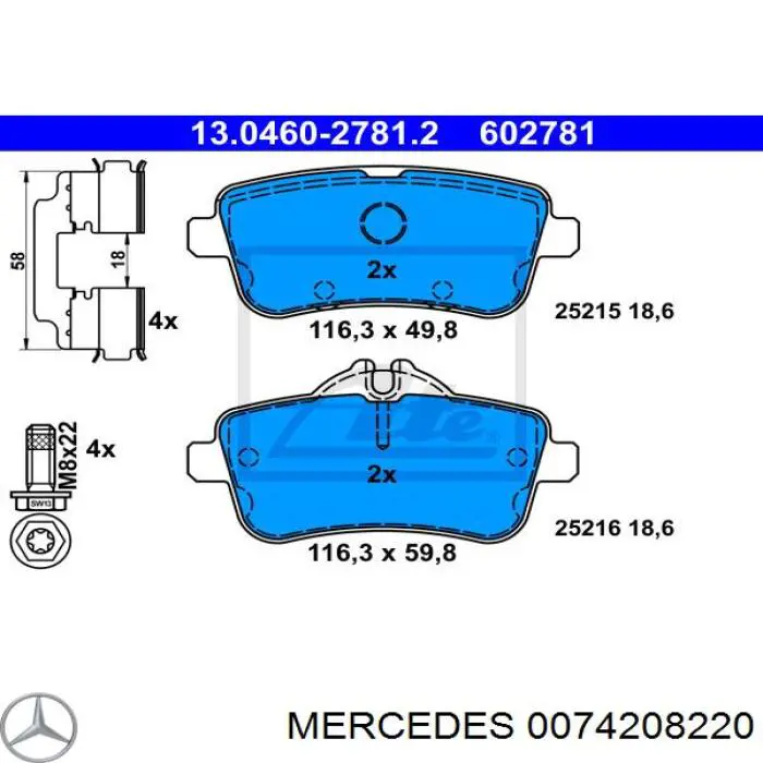 Comprar 0074208220 Mercedes Pastillas de freno traseras