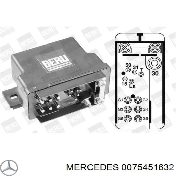 0075451632 Mercedes relé de bujía de precalentamiento