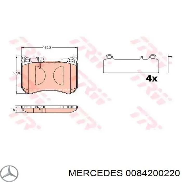 Pastillas de freno delanteras Mercedes 0084200220
