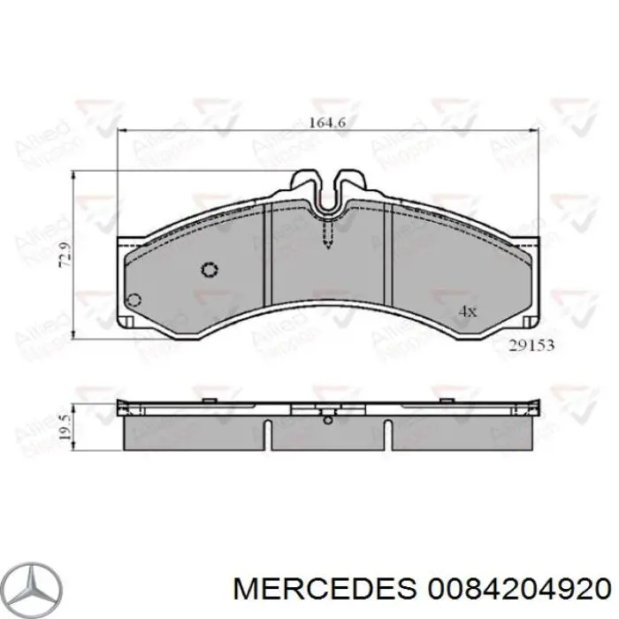 0084204920 Mercedes pastillas de freno delanteras