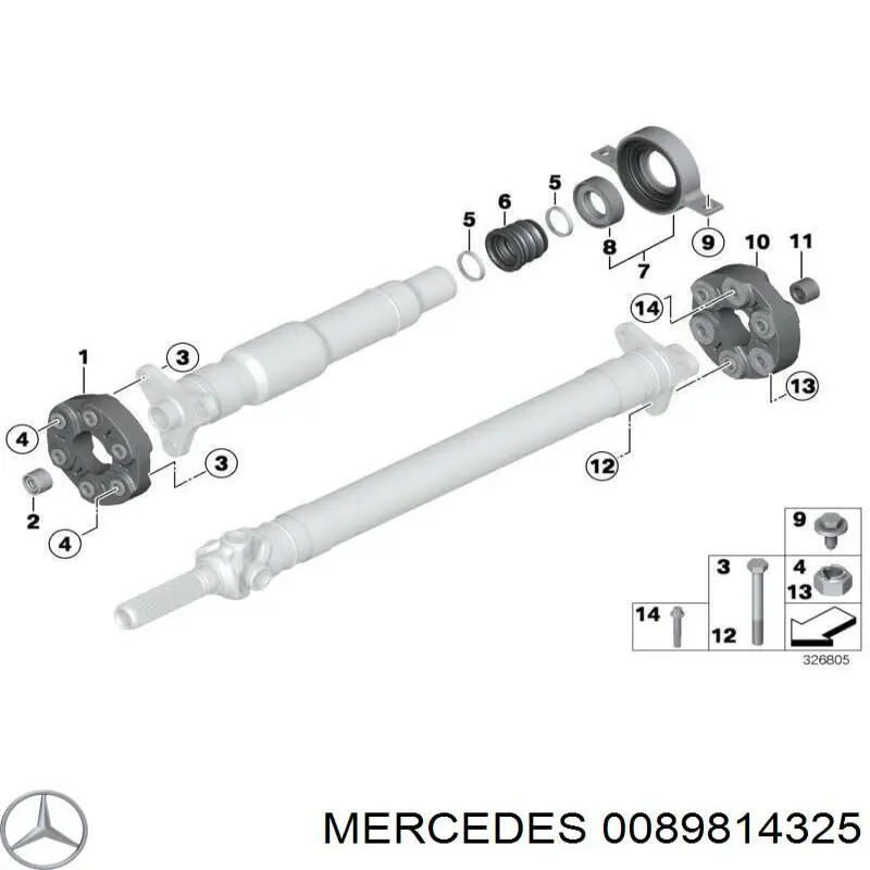 0089814325 Mercedes suspensión, árbol de transmisión