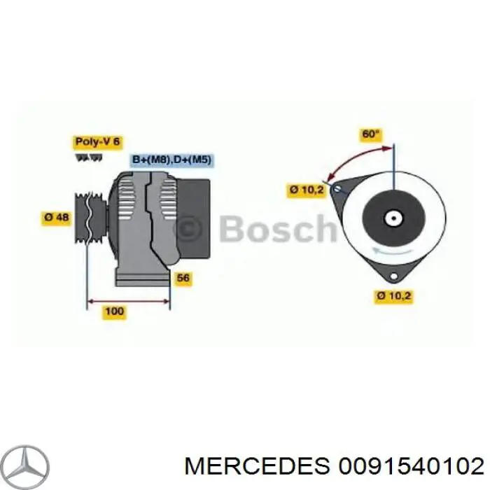 0091540102 Mercedes alternador