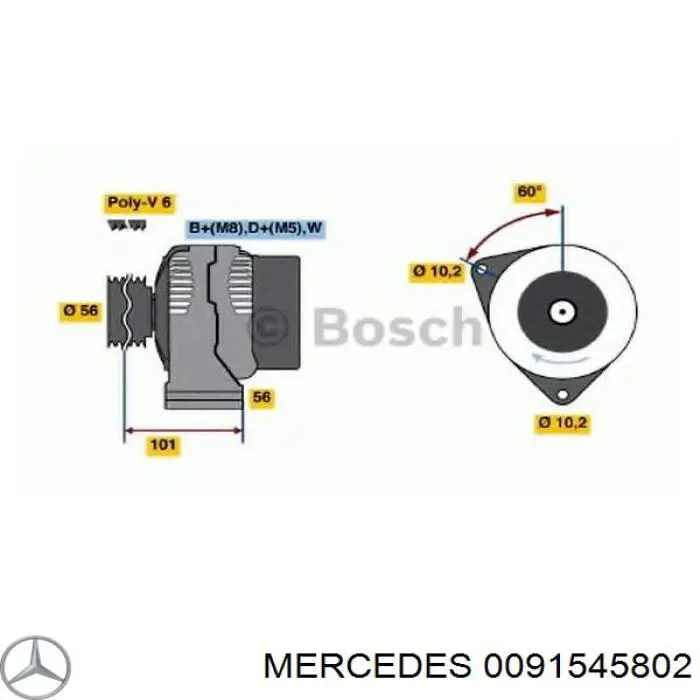 Alternador del motor Mercedes 0091545802 precio, desde 81,31 EUR