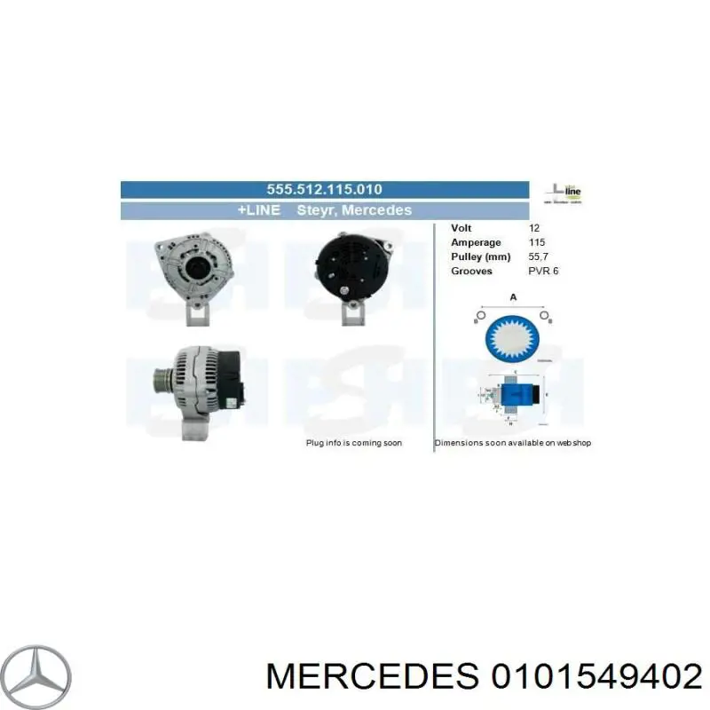 Alternador del motor Mercedes 0101549402 precio, desde 228,97 EUR