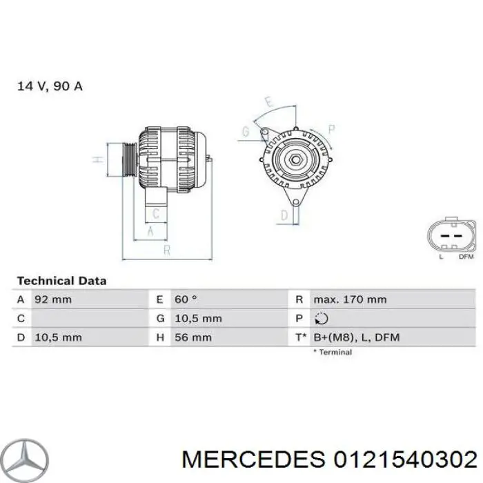 0121540302 Mercedes alternador