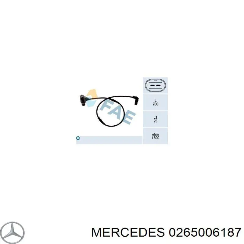 0265006187 Mercedes sensor abs delantero derecho