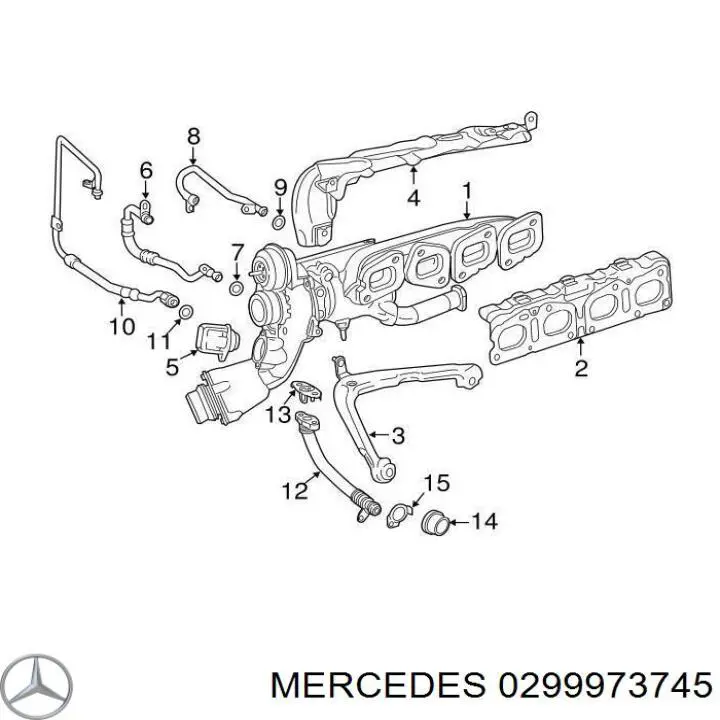 0299973745 Mercedes junta (anillo de la manguera de enfriamiento de la turbina, dando)