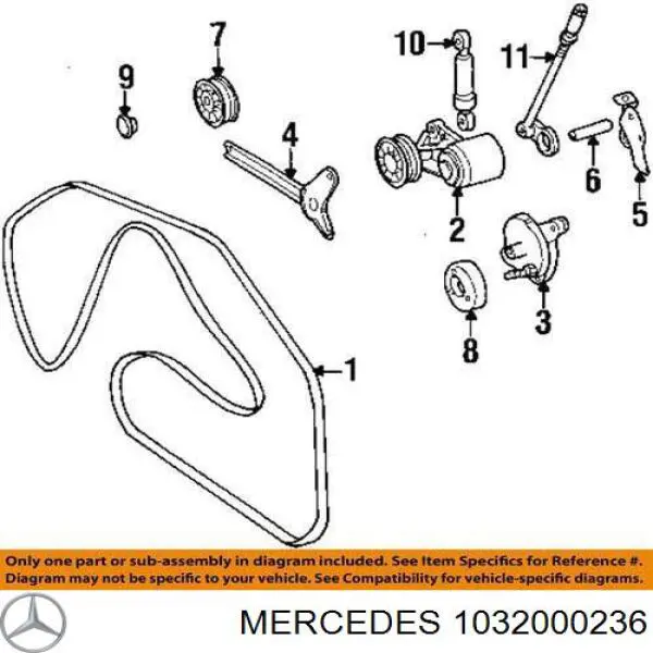 1032000236 Mercedes soporte, brazo tensor, correa poli v
