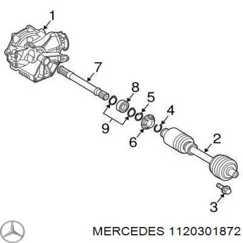 1120301872 Mercedes semieje de transmisión intermedio