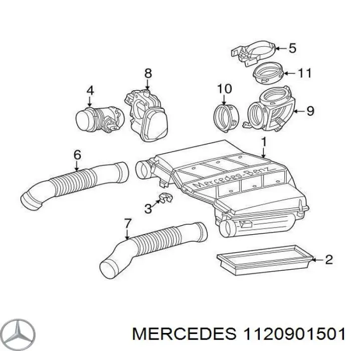 1120901501 Mercedes casco de filtro de aire