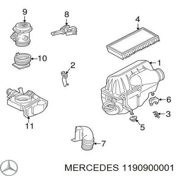 1190900001 Mercedes caja del filtro de aire