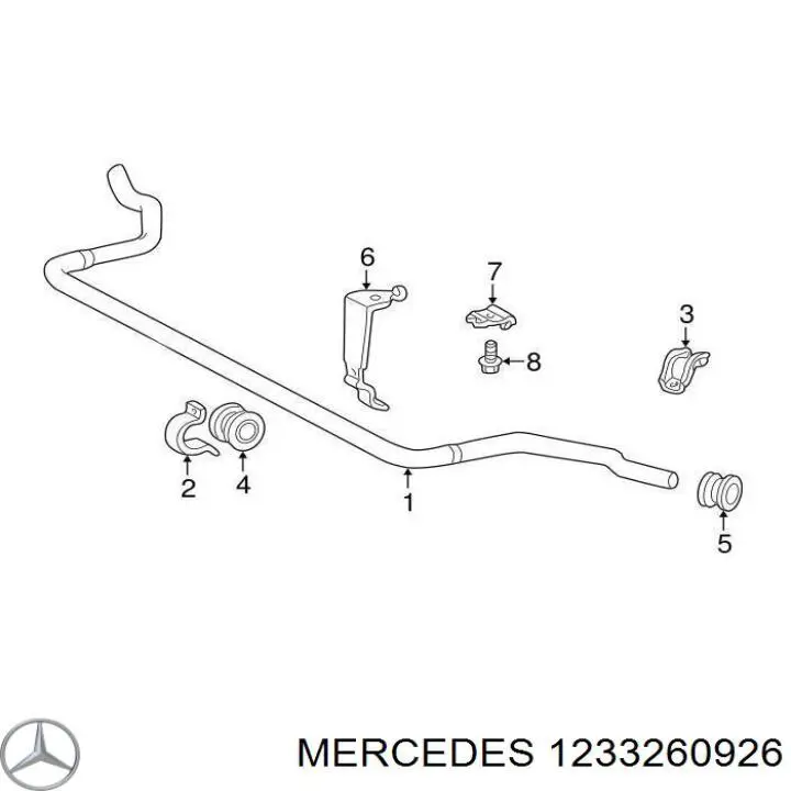Comprar 1233260926 Mercedes Abrazadera de sujeción de la bieleta estabilizadora trasera