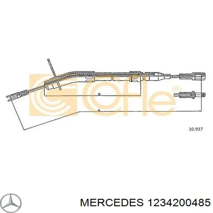 1234200485 Mercedes cable de freno de mano trasero izquierdo
