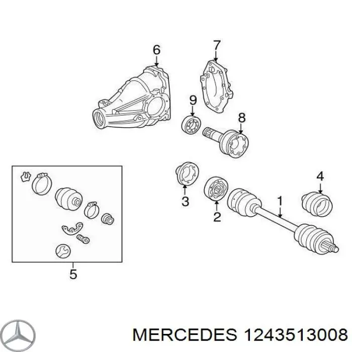 1243513008 Mercedes cubierta engranaje trasero