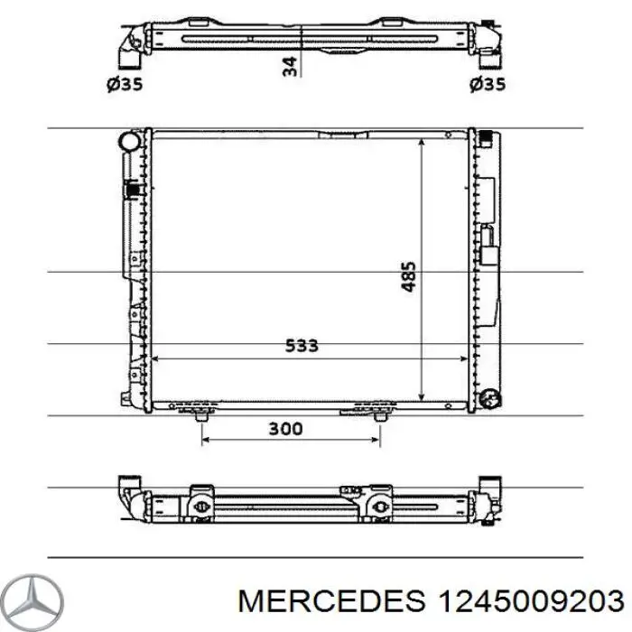 1245009203 Mercedes radiador refrigeración del motor