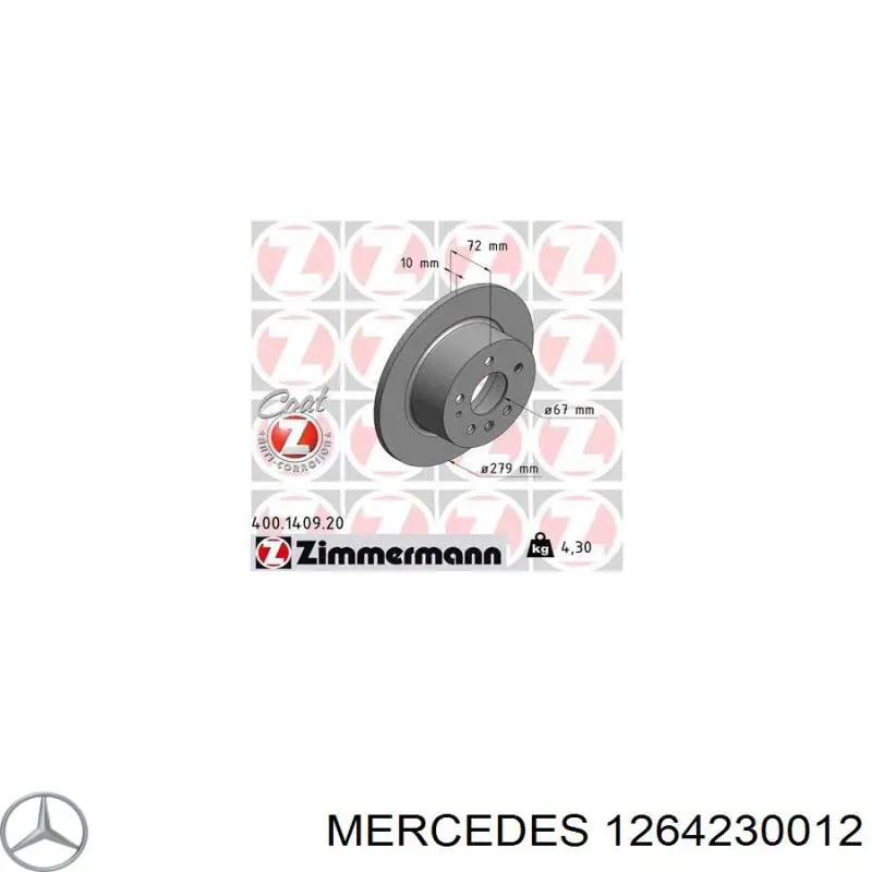 1264230012 Mercedes Freno de disco trasero