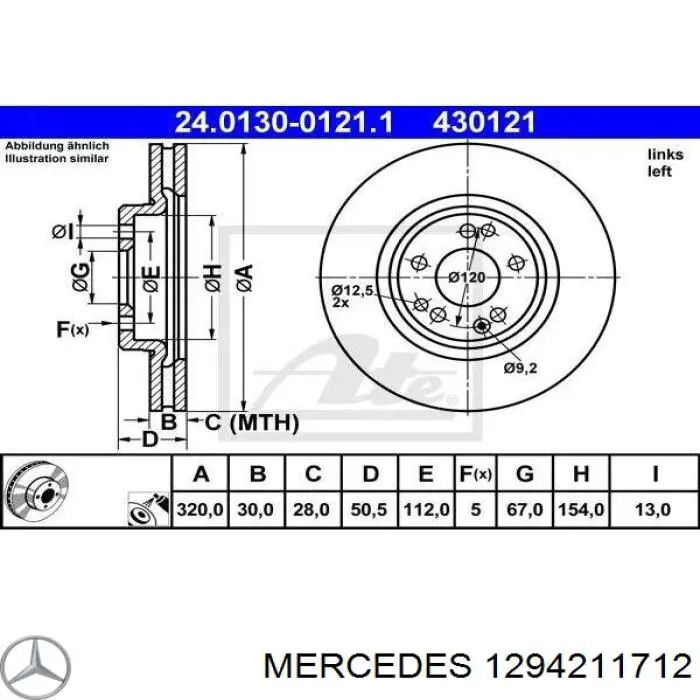 1294211712 Mercedes freno de disco delantero