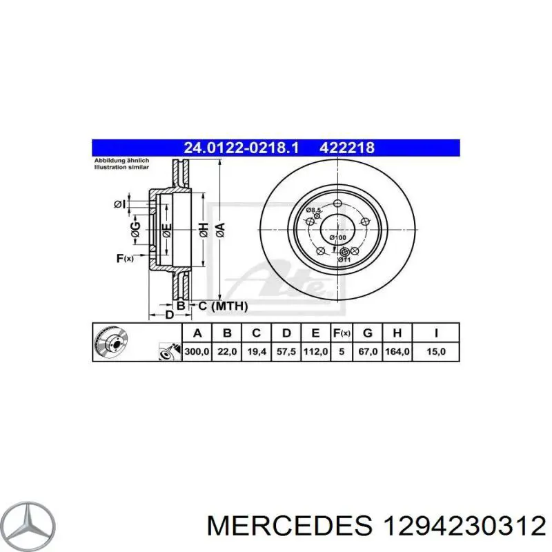 1294230312 Mercedes disco de freno trasero