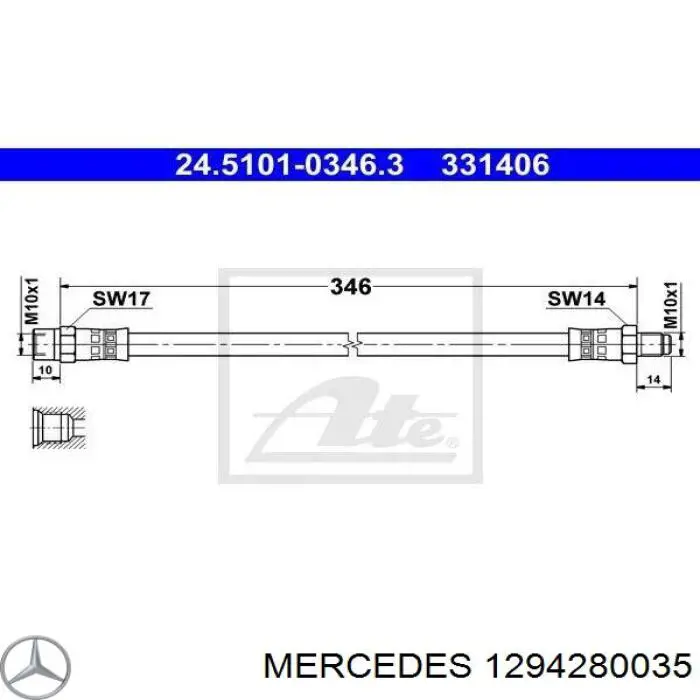 1294280035 Mercedes latiguillo de freno delantero