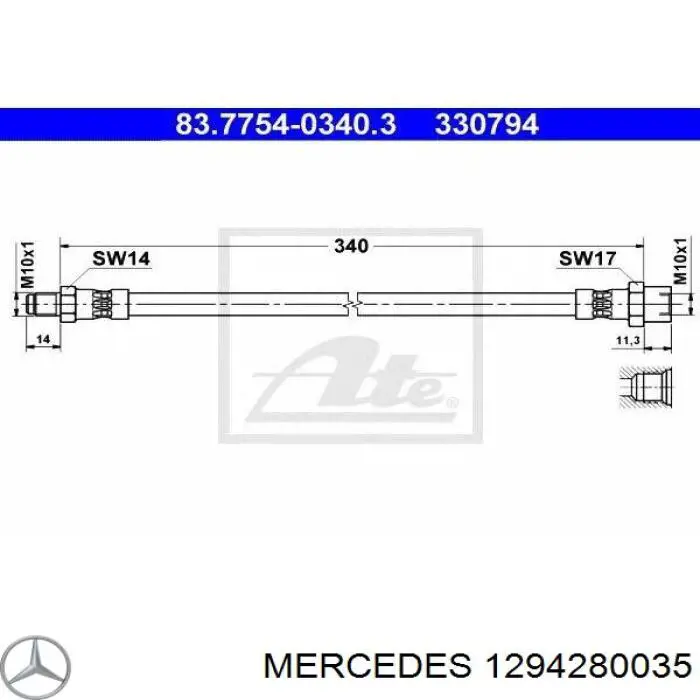Latiguillos de freno delantero Mercedes 1294280035 precio, desde 9,08 EUR