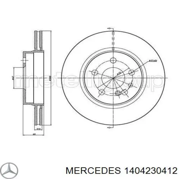 1404230412 Mercedes disco de freno trasero