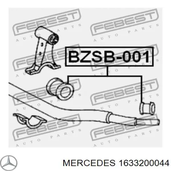 1633200044 Mercedes soporte de estabilizador delantero, juego