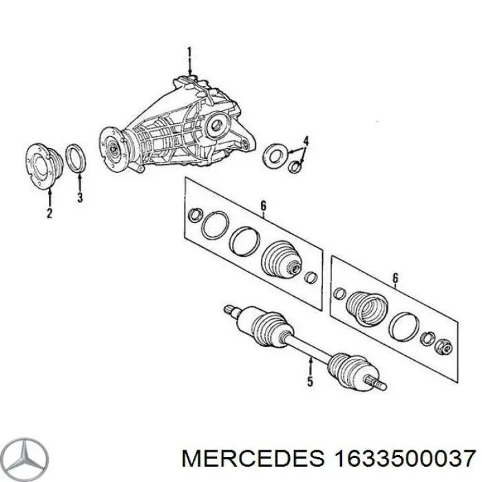 1633500037 Mercedes fuelle, árbol de transmisión trasero exterior