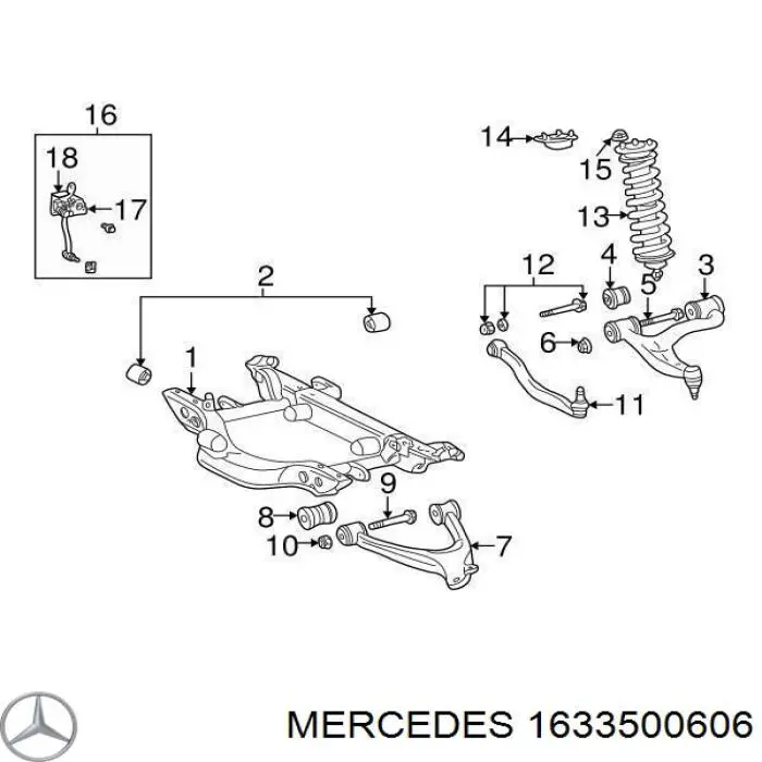 Comprar 1633500606 Mercedes Perno interior del brazo de caída trasero