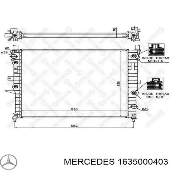 1635000403 Mercedes radiador refrigeración del motor