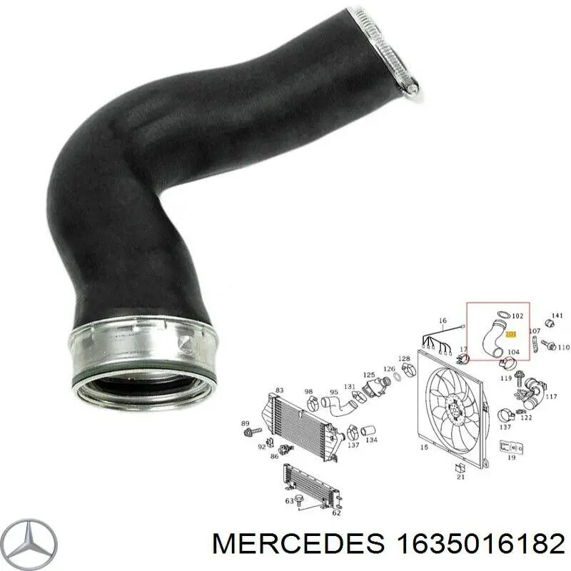 Tubo flexible de aire de sobrealimentación superior izquierdo para Mercedes ML/GLE (W163)