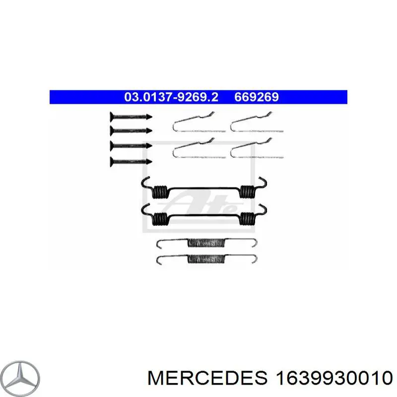 1639930010 Mercedes kit de montaje, zapatas de freno traseras